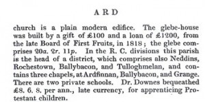 Ardfinnan in Samuel Lewis' 1837 Topical Dictionary of Ireland